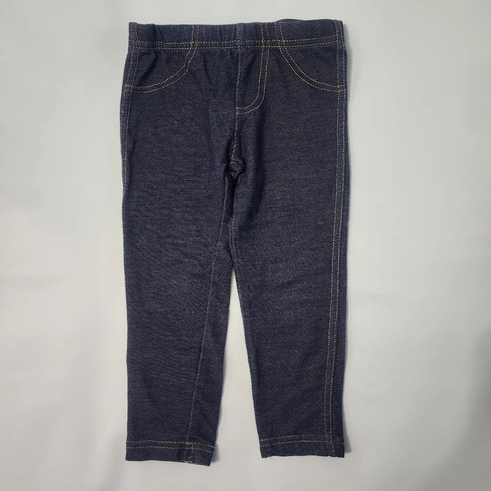 Cat & Jack Peplum Burgundy Top & Carter’s Blue Jeggings Set Toddler Girl 3T
